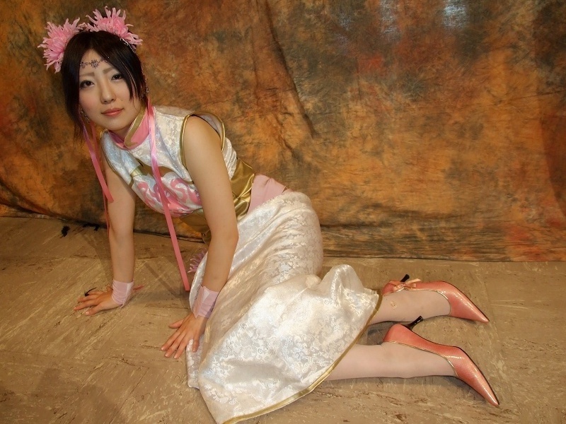 amane, diao chan, shin sangoku musou, photo (medium), china dress, chinese clothes, cosplay, dress, flower, hair ribbon, ribbon