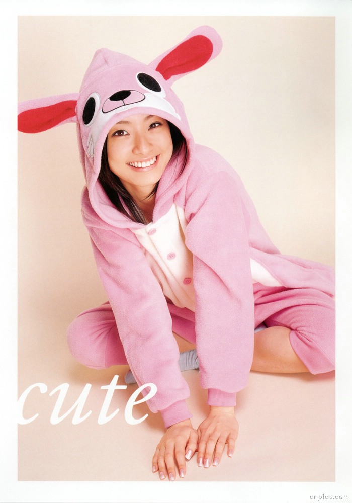 ueto aya, photo (medium), pajamas, rabbit hood, socks