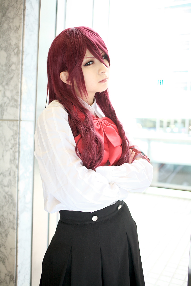 kirijou mitsuru, atlus, persona, persona 3, highres, photo (medium), armband, cosplay, kaminariko, red hair, school uniform, serafuku