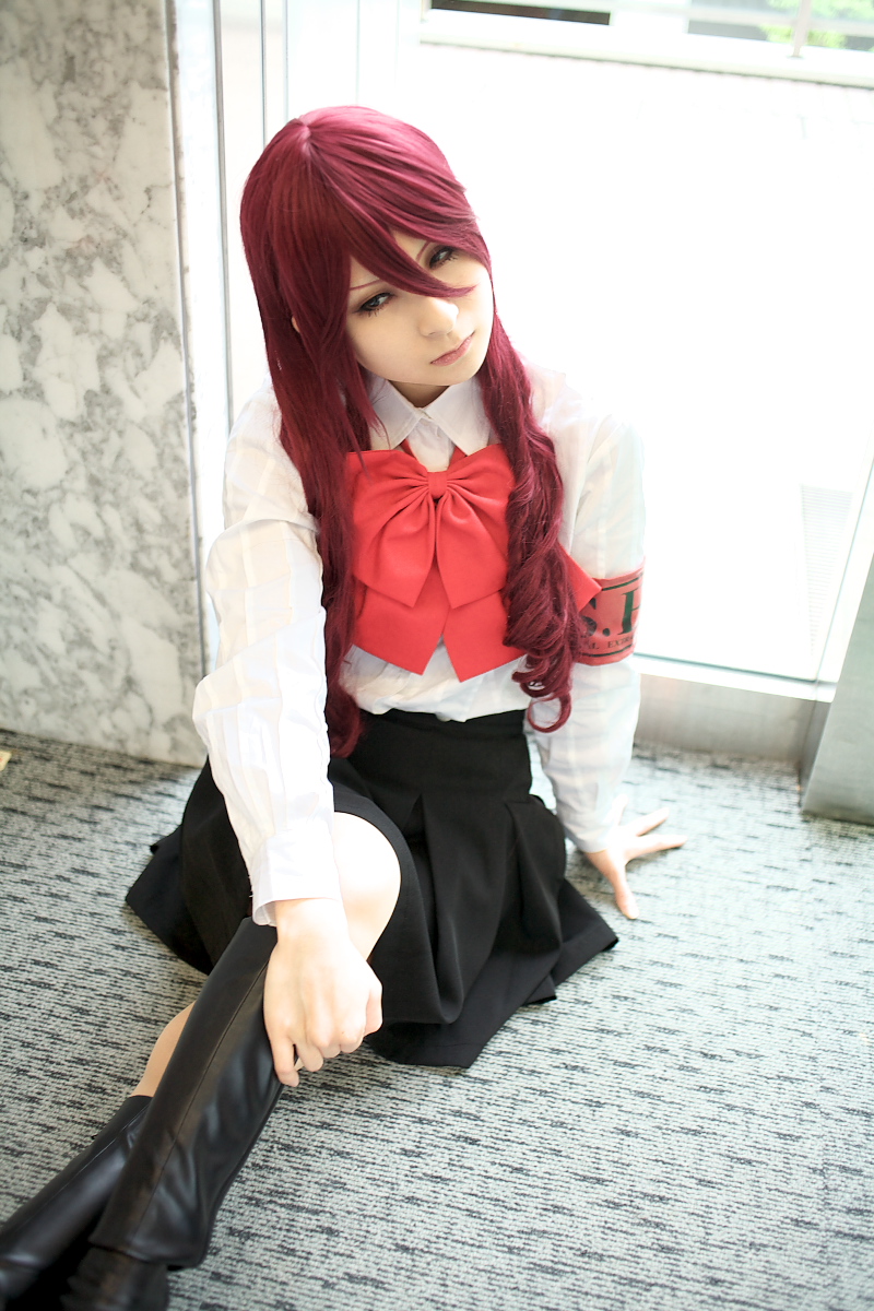 kirijou mitsuru, atlus, persona, persona 3, highres, photo (medium), armband, boots, cosplay, kaminariko, red hair, school uniform, serafuku