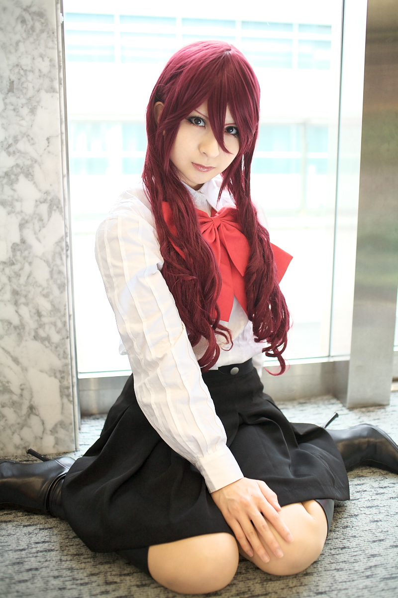 kirijou mitsuru, atlus, persona, persona 3, highres, photo (medium), armband, boots, cosplay, kaminariko, red hair, school uniform, serafuku