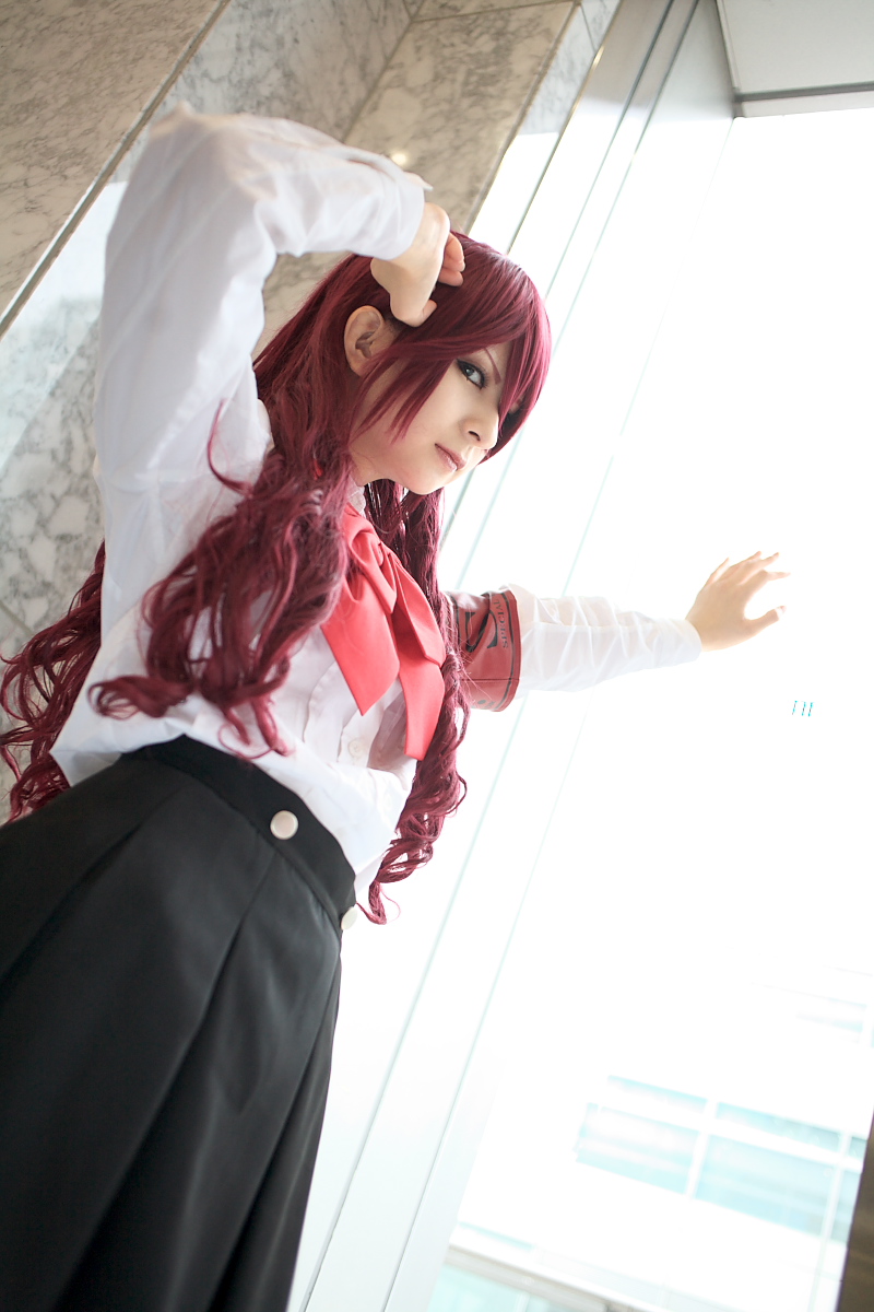 kirijou mitsuru, atlus, persona, persona 3, highres, photo (medium), armband, cosplay, kaminariko, red hair, school uniform, serafuku
