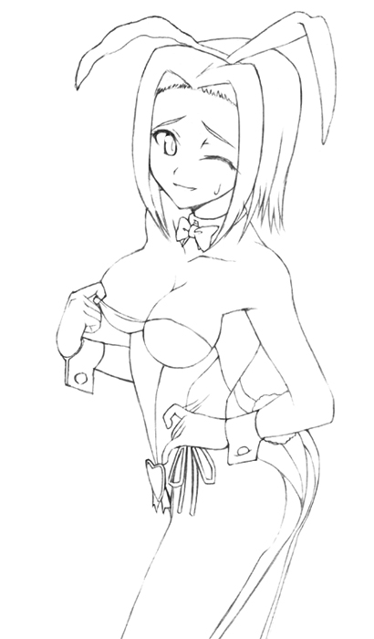 gin (ginshari), kouzuki kallen, code geass, 00s, 1girl, animal ears, fake animal ears, female focus, greyscale, leotard, monochrome, pantyhose, playboy bunny, rabbit ears, solo