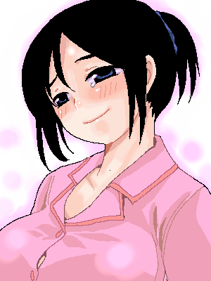 lowres, tagme, 1girl, female focus, oekaki, pajamas, ponytail, short ponytail, solo