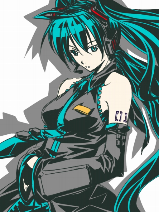 hatsune miku, vocaloid, tagme, detached sleeves, long hair, necktie, solo