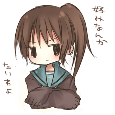 yoshimura azusa, kyonko, suzumiya haruhi no yuuutsu, bad id, bad pixiv id, lowres, 00s, 1girl, female focus, genderswap, genderswap (mtf), ponytail, solo