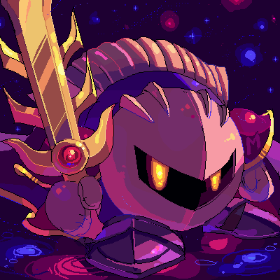 ookami (pixiv27280), meta knight, kirby (series), nintendo, lowres, galaxia (sword), male focus, no humans, oekaki, solo, sword, weapon