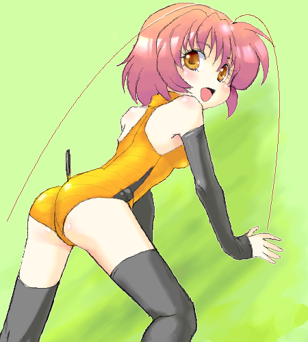 yagisaka seto, original, lowres, 1girl, arthropod girl, bug, female focus, monster girl, oekaki, personification, solo, thighhighs