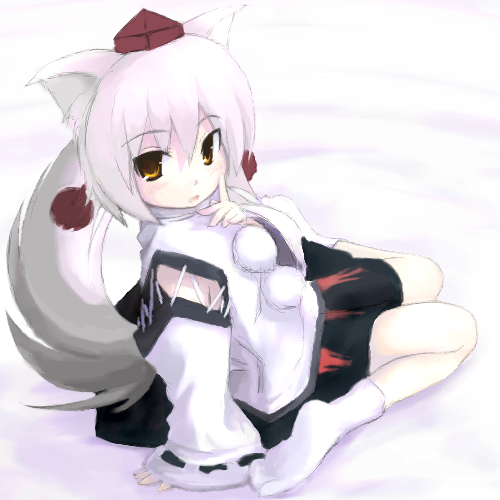 inubashiri momiji, touhou, duplicate, lowres, 1girl, animal ears, female focus, hat, oekaki, solo, wolf ears