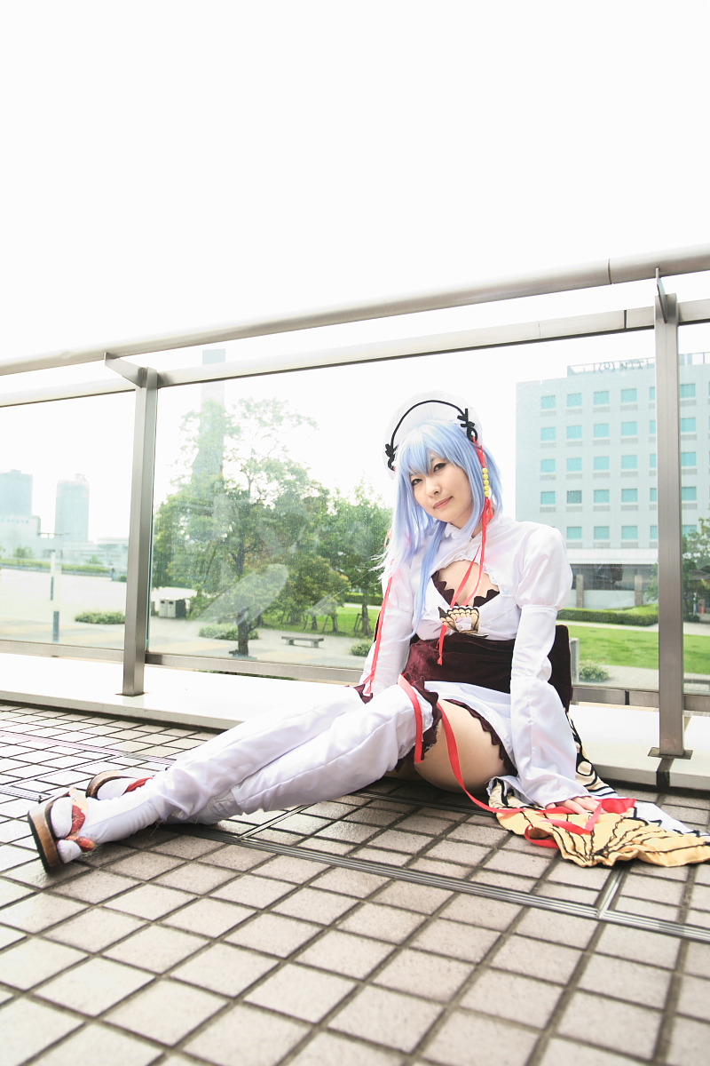 zhao yun, highres, photo (medium), cosplay, koi hime musou, sandals, takanashi sonoko, thighhighs