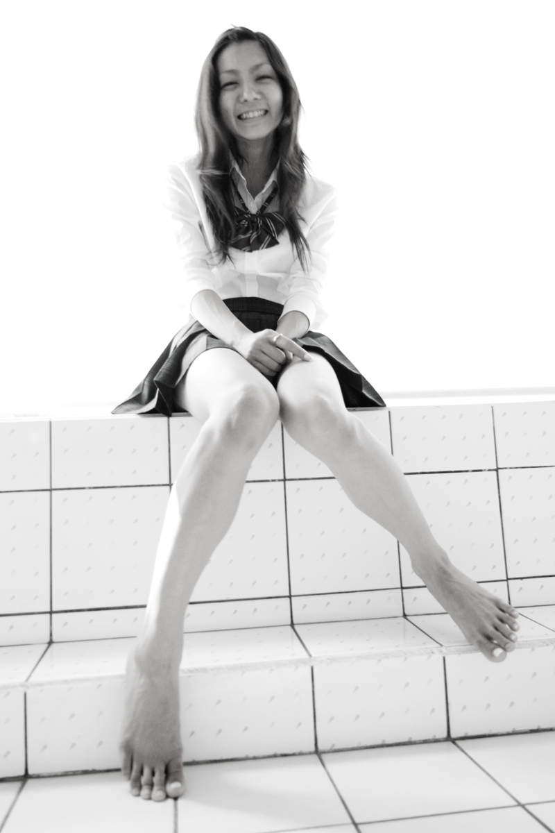 maya, highres, photo (medium), tagme, cosplay, monochrome, school uniform, serafuku