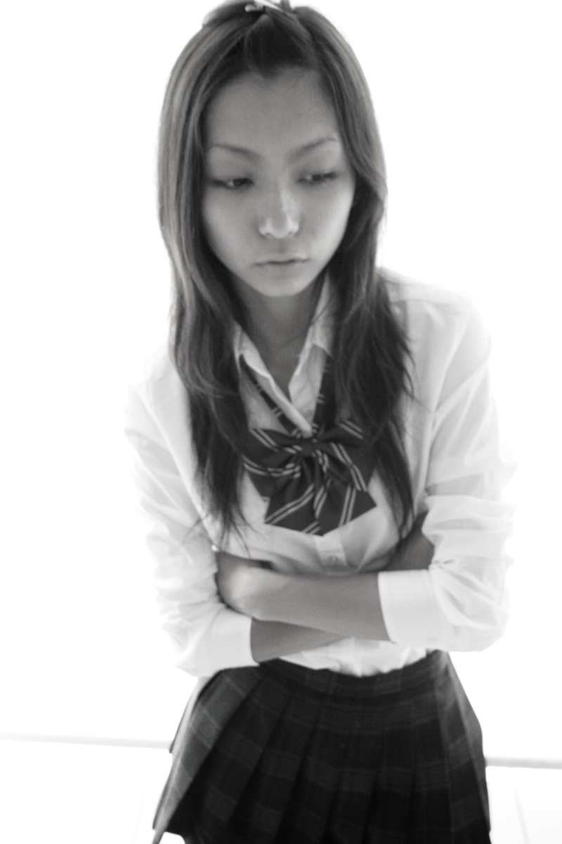 maya, highres, photo (medium), tagme, cosplay, monochrome, school uniform, serafuku