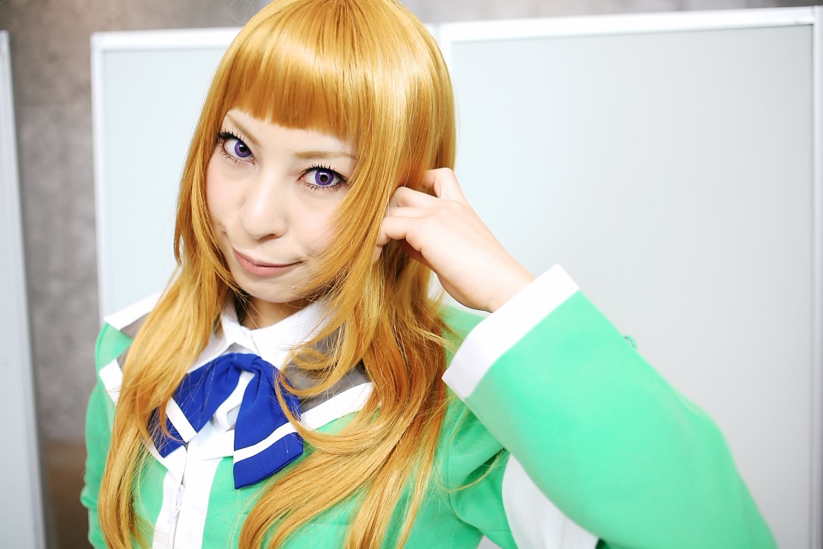 ari (model), suzushiro haruka, my-hime, photo (medium), blonde hair, cosplay, school uniform, serafuku