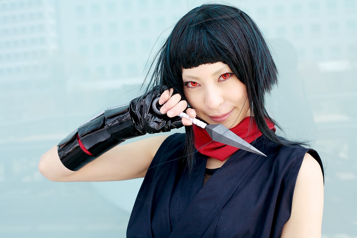 ari (model), okuzaki akira, my-hime, photo (medium), cosplay, gloves, kunai, ninja, weapon