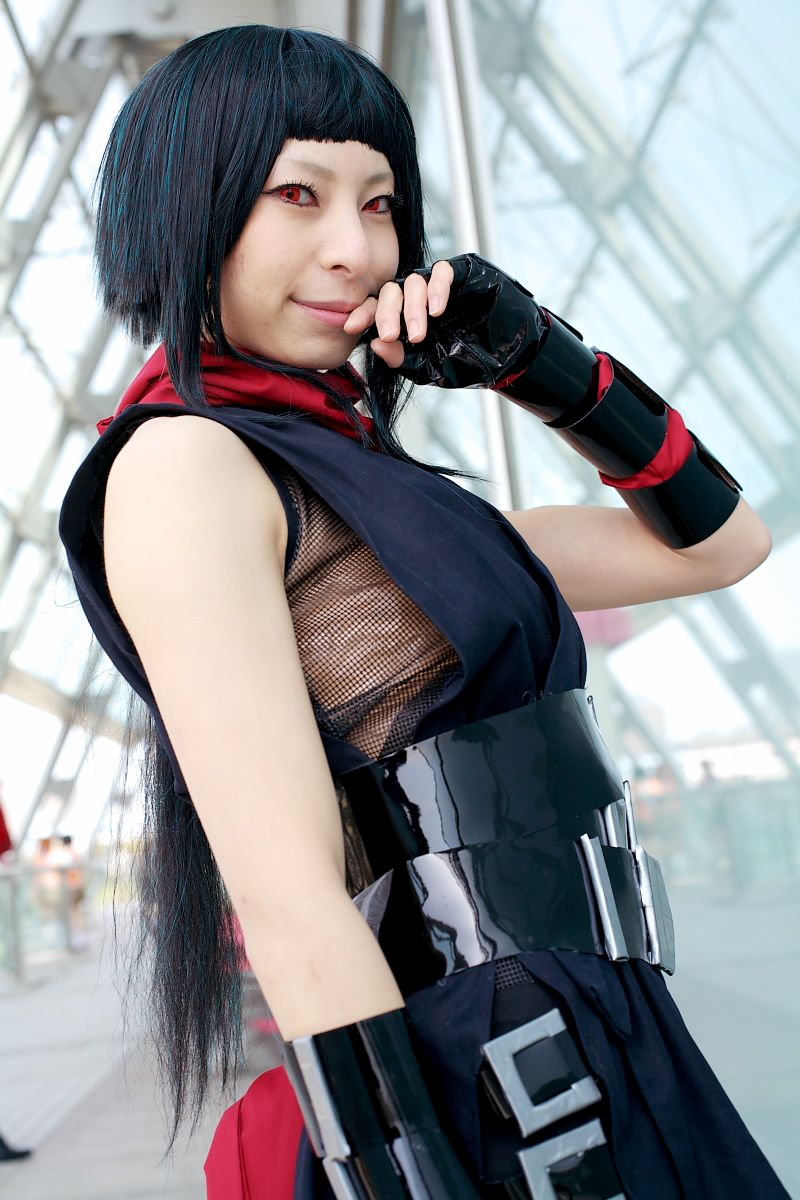 ari (model), okuzaki akira, my-hime, highres, photo (medium), cosplay, gloves, ninja