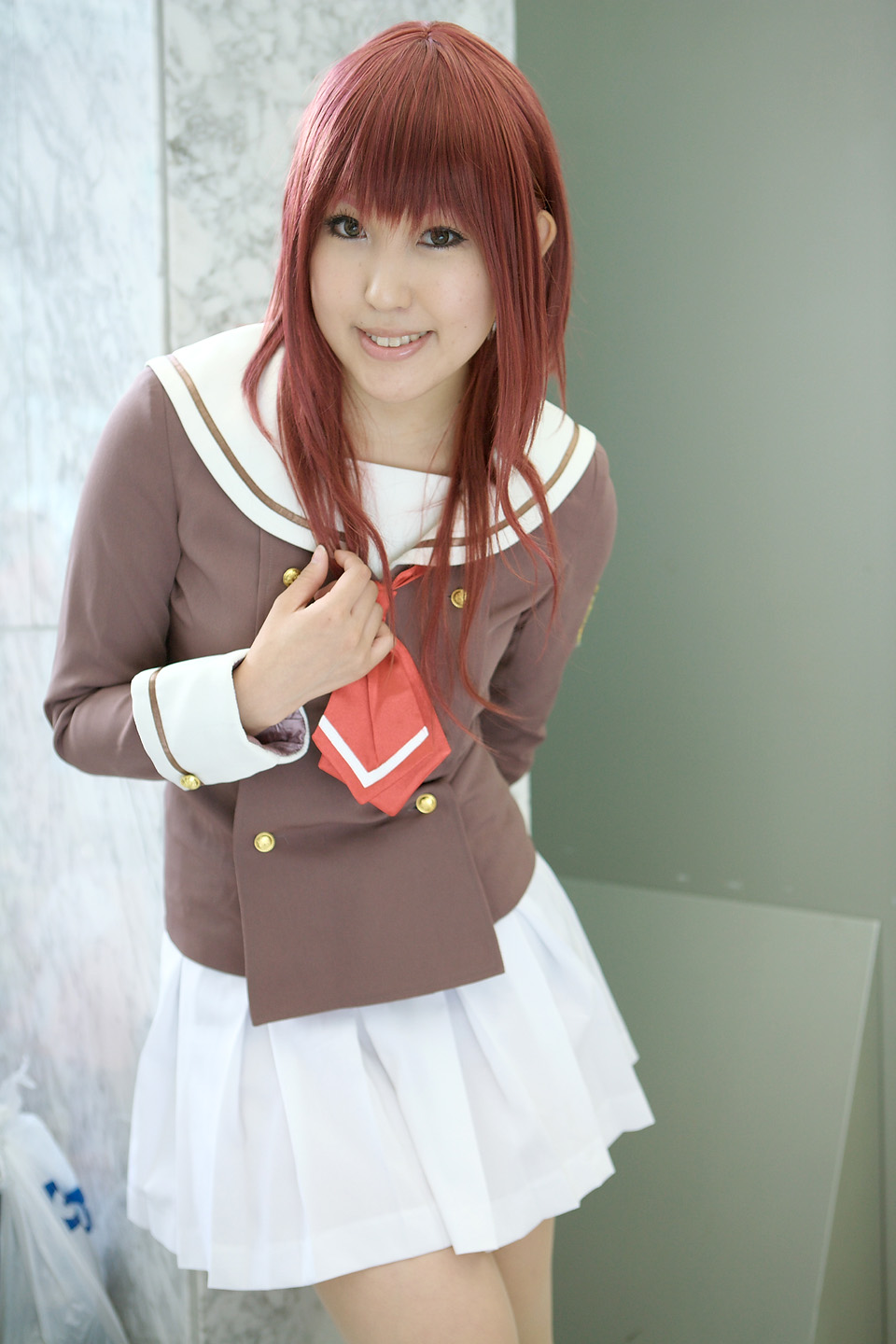 moeka (cosplayer), character request, highres, photo (medium), source request, cosplay, red hair, school uniform, serafuku