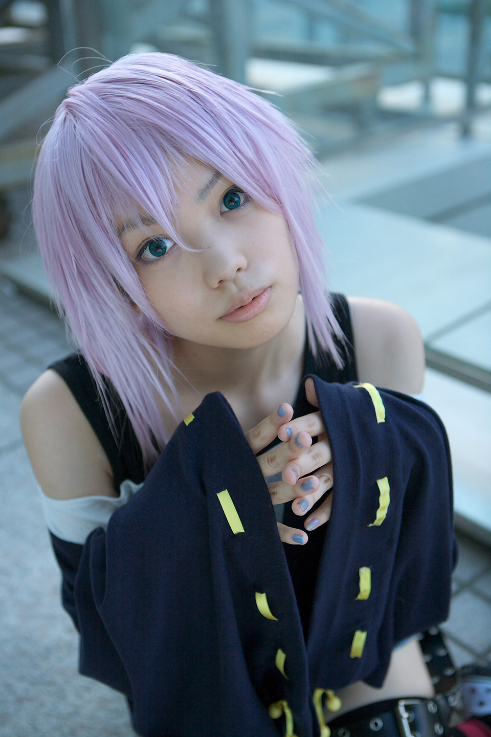 shirayuki mizore, rosario+vampire, highres, photo (medium), cosplay, kaieda kae, purple hair, tank top
