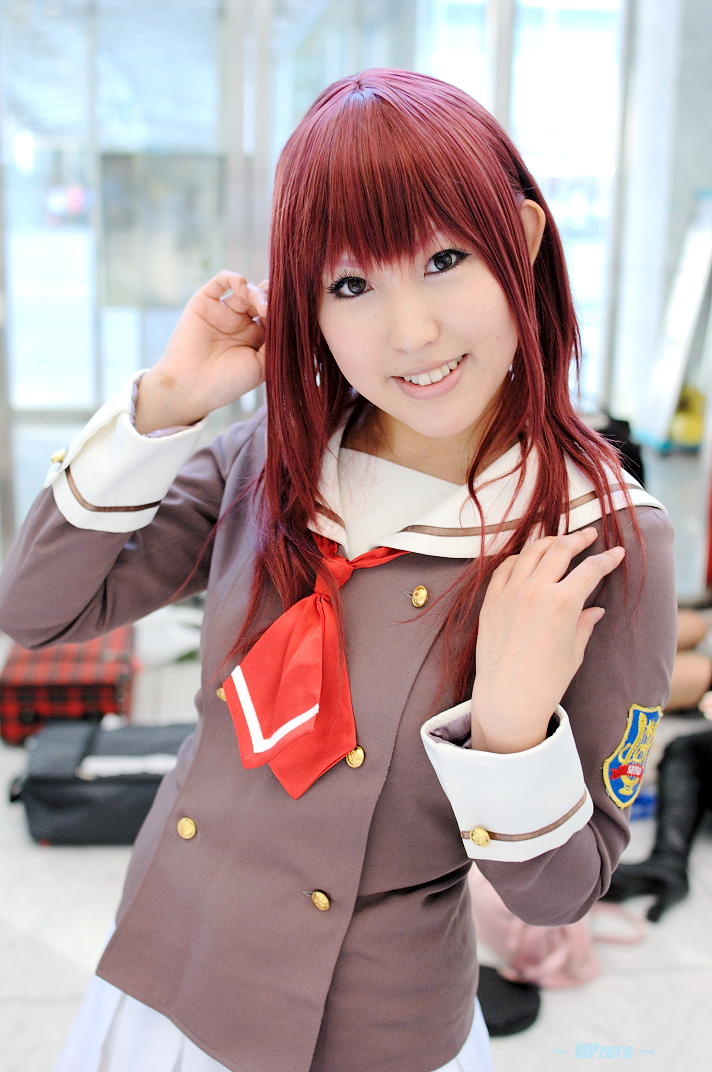 moeka (cosplayer), character request, photo (medium), source request, cosplay, red hair, school uniform, serafuku