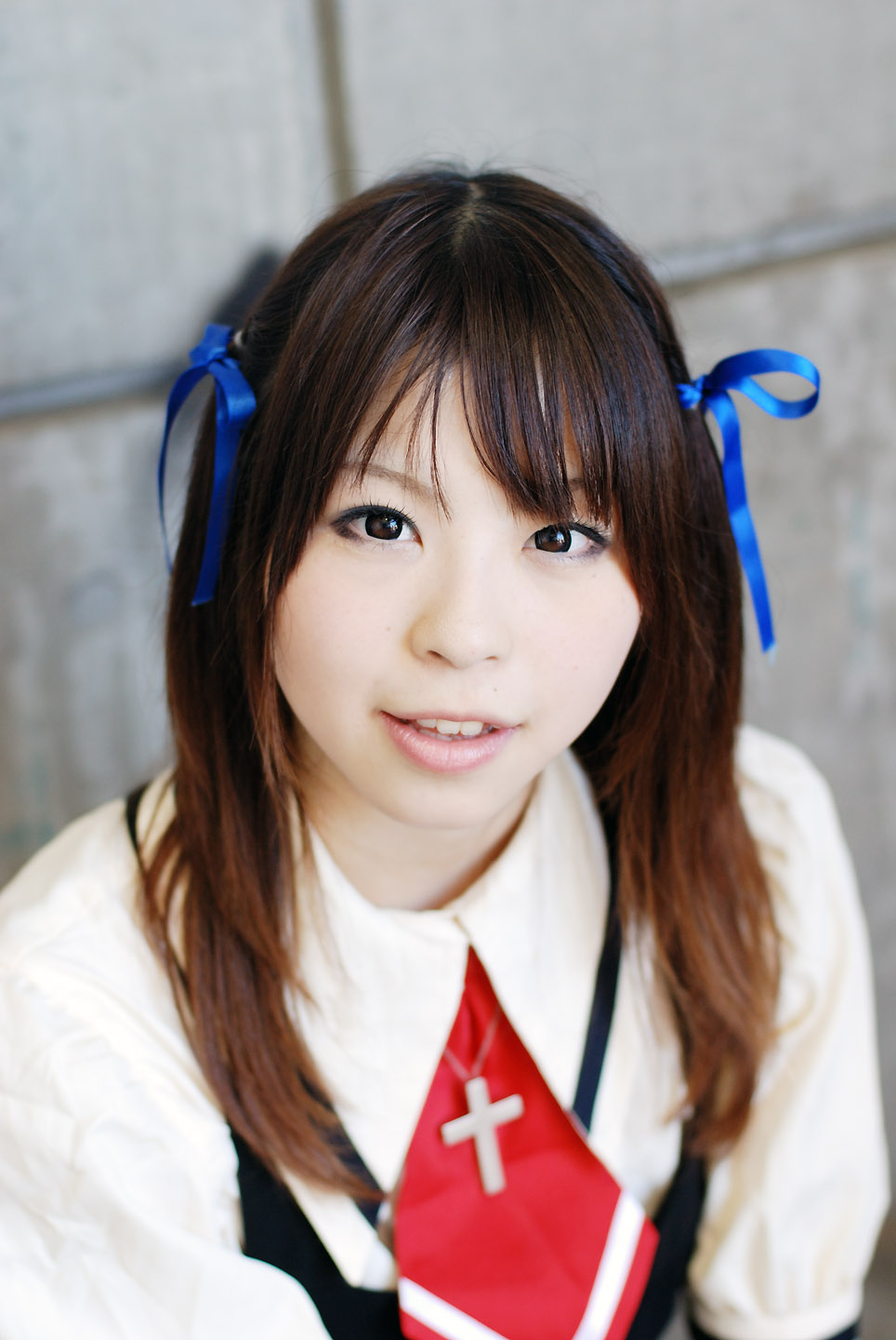 katou mari, toono minagi, air (visual novel), highres, photo (medium), cosplay, hair ribbon, ribbon, school uniform, serafuku