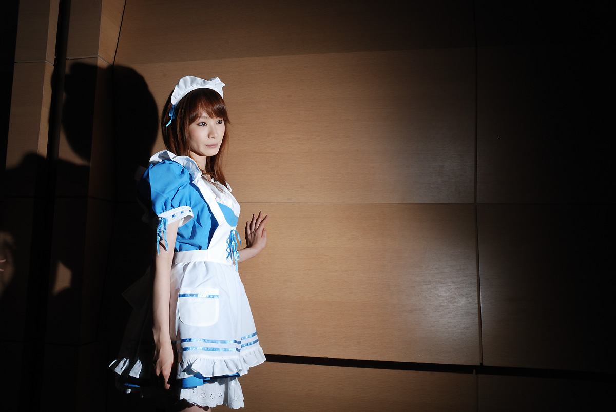 anna (cosplayer), character request, photo (medium), source request, apron, cosplay, thighhighs, waitress