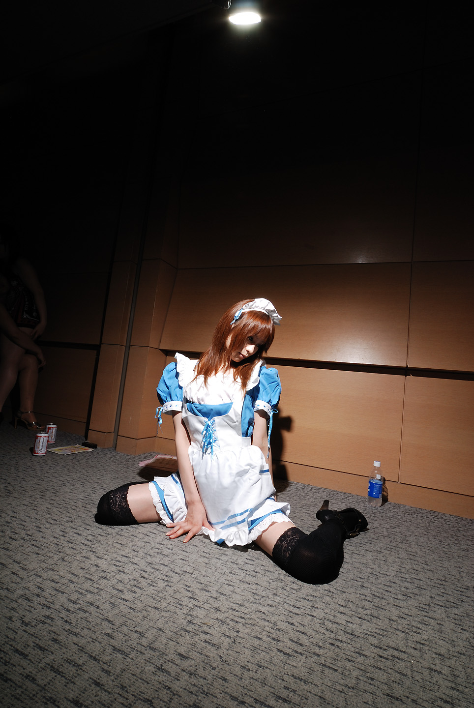 anna (cosplayer), character request, highres, photo (medium), source request, apron, cosplay, thighhighs, waitress