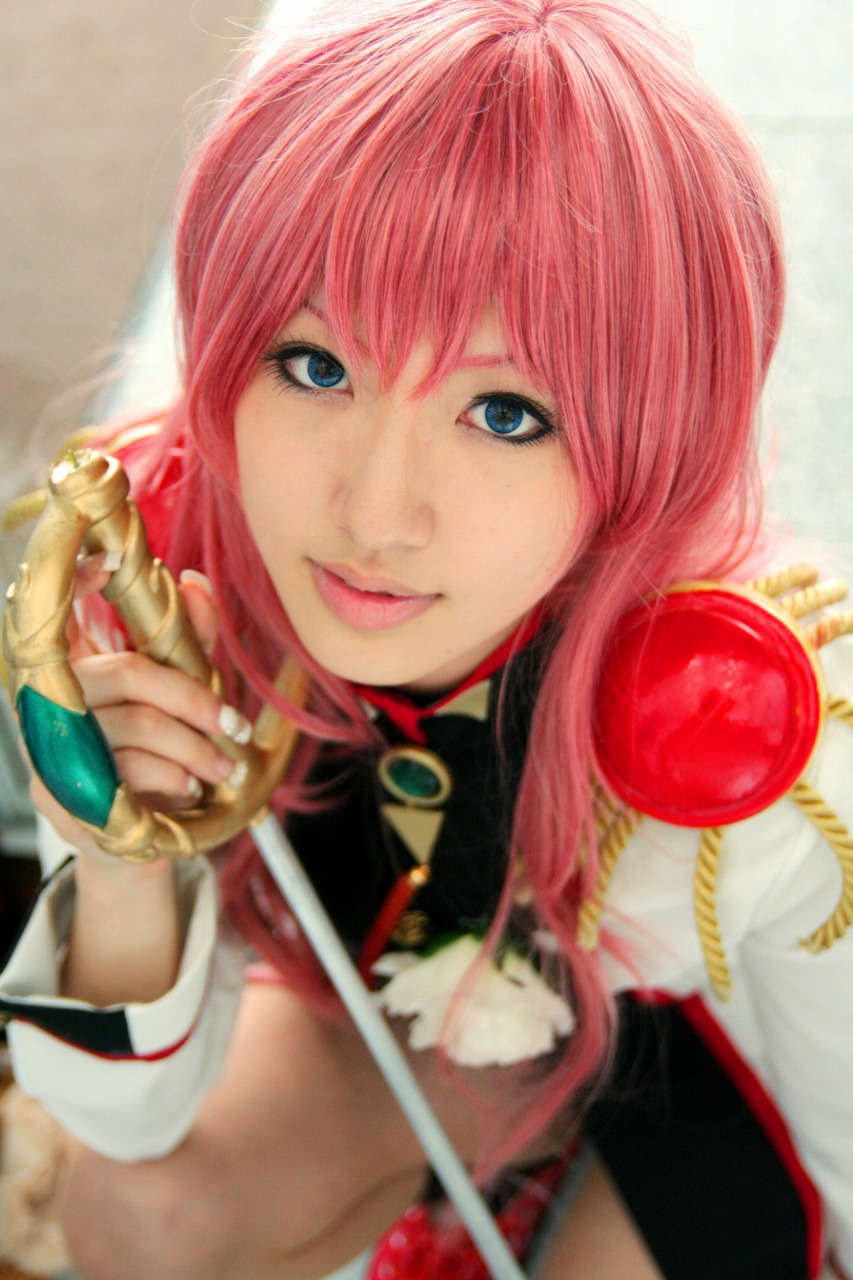 saya (cosplayer), tenjou utena, shoujo kakumei utena, highres, photo (medium), cosplay, pink hair, sword, weapon