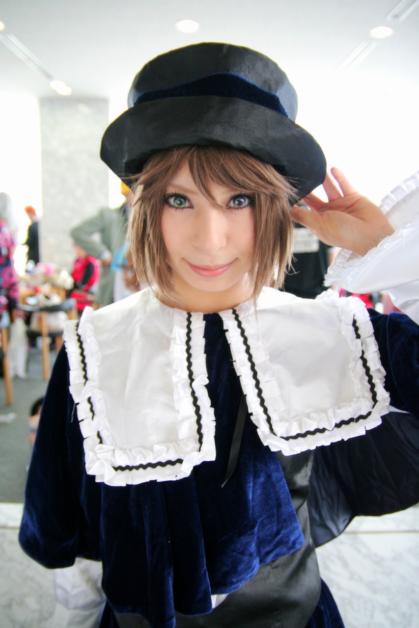 ari (model), souseiseki, rozen maiden, highres, photo (medium), cosplay, frills, hat, heterochromia
