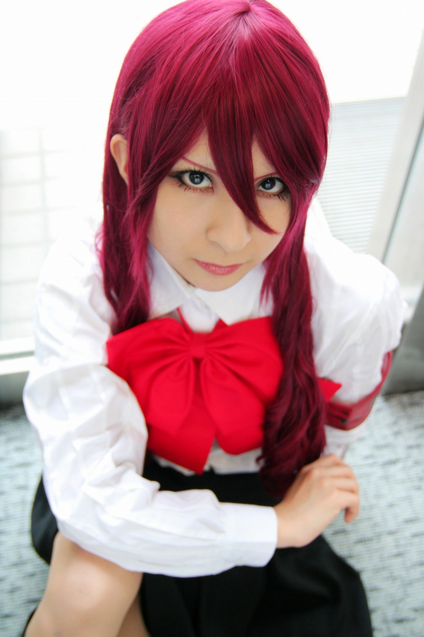 kirijou mitsuru, atlus, persona, persona 3, highres, photo (medium), armband, boots, cosplay, kaminariko, red hair, school uniform, serafuku