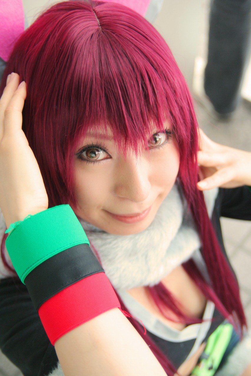 ari (model), shiwasu mina, getsumento heiki miina, highres, photo (medium), animal ears, cosplay, fur trim, rabbit ears