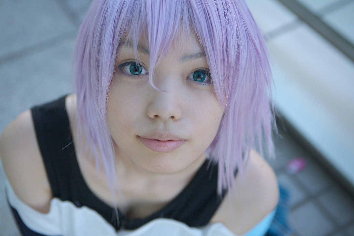 shirayuki mizore, rosario+vampire, photo (medium), cosplay, kaieda kae, purple hair, tank top
