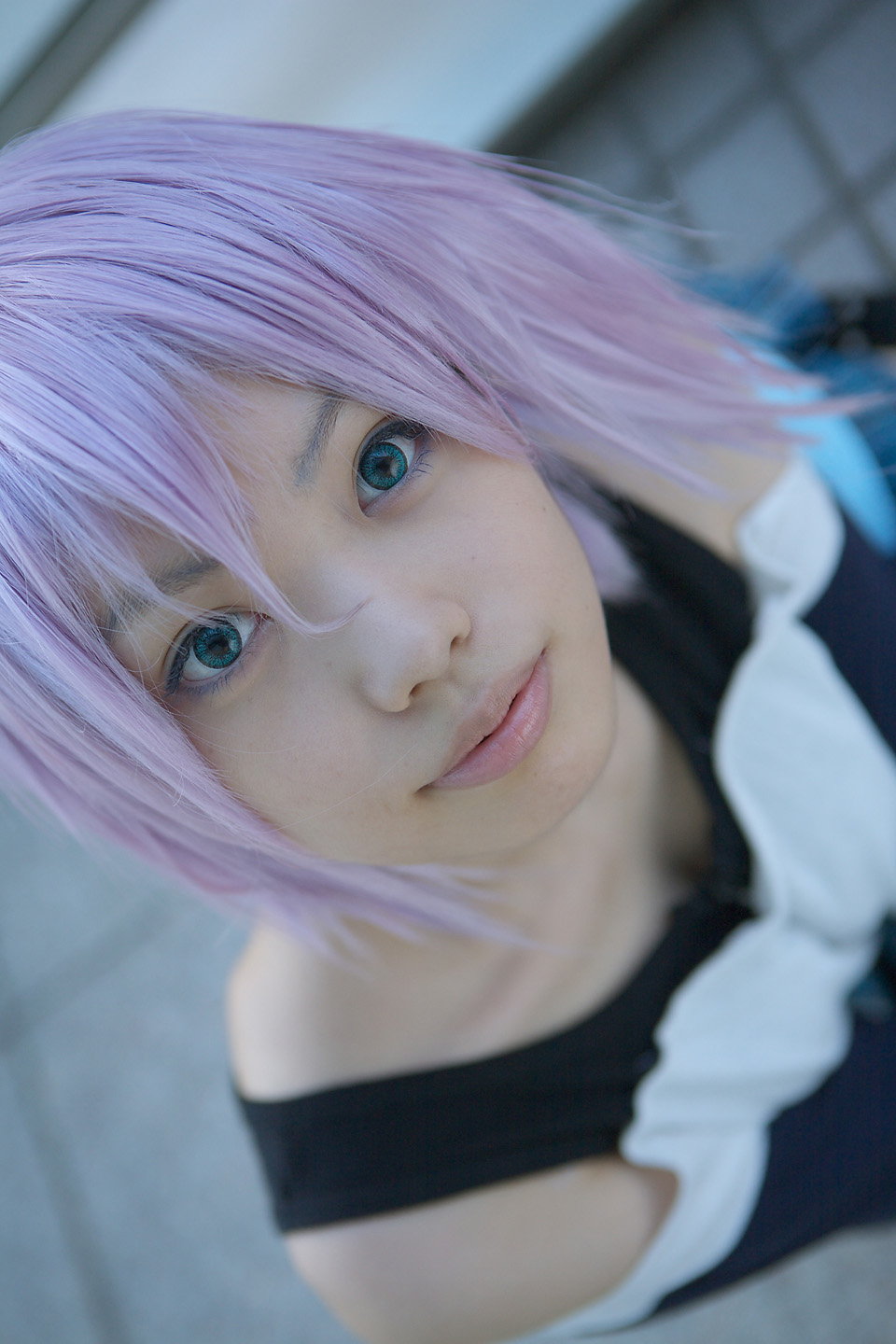 shirayuki mizore, rosario+vampire, highres, photo (medium), cosplay, kaieda kae, purple hair, tank top