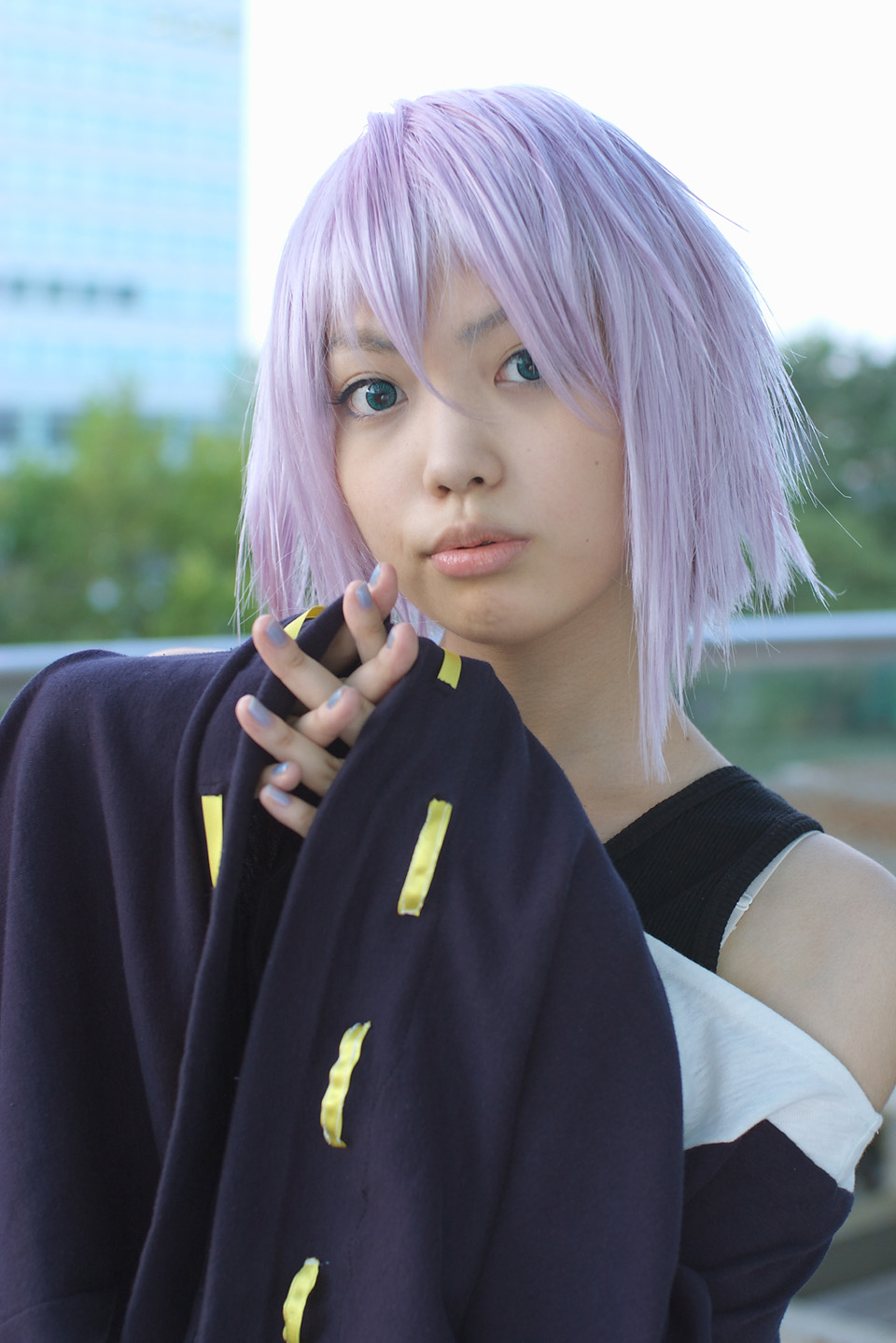 shirayuki mizore, rosario+vampire, highres, photo (medium), cosplay, kaieda kae, purple hair, tank top