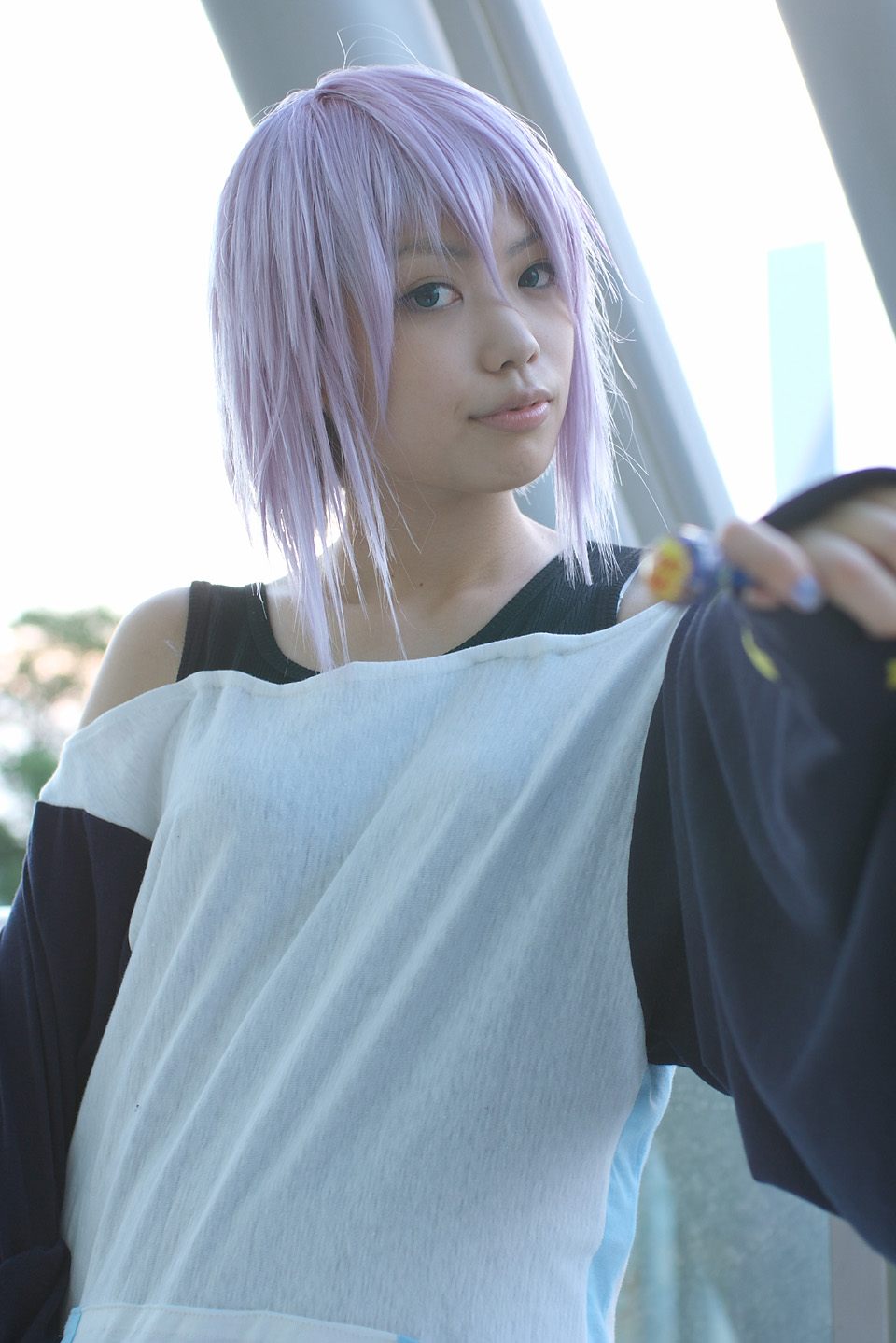 shirayuki mizore, rosario+vampire, highres, photo (medium), cosplay, kaieda kae, purple hair, tank top