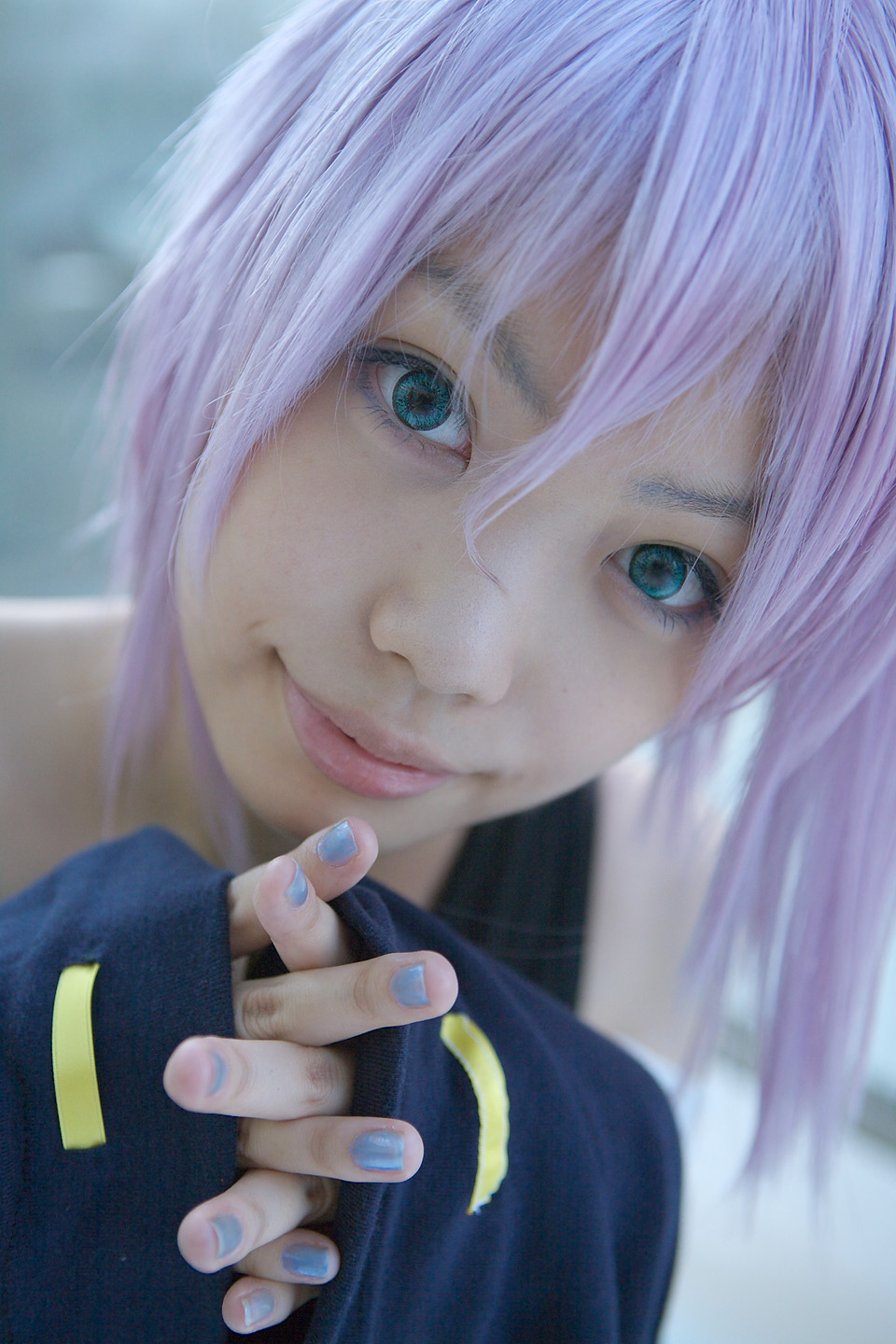 shirayuki mizore, rosario+vampire, highres, photo (medium), cosplay, kaieda kae, purple hair, tank top