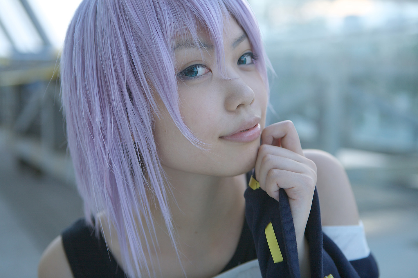 shirayuki mizore, rosario+vampire, photo (medium), cosplay, kaieda kae, purple hair, tank top