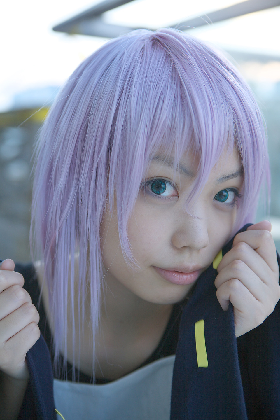 shirayuki mizore, rosario+vampire, highres, photo (medium), cosplay, kaieda kae, purple hair, tank top