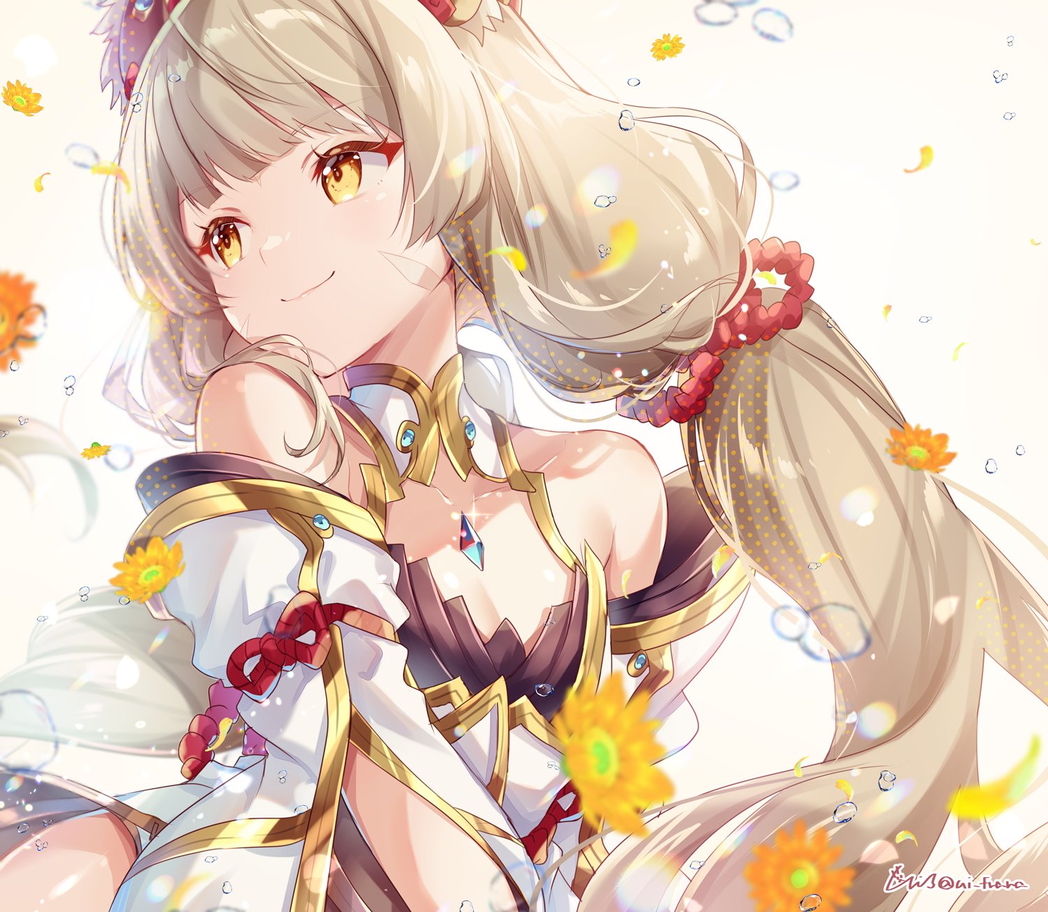 nia (blade) (xenoblade), nia (xenoblade), xenoblade chronicles (series), xenoblade chronicles 2, 1girl, animal ears, cat ears, cat girl, core crystal (xenoblade), solo, yellow eyes