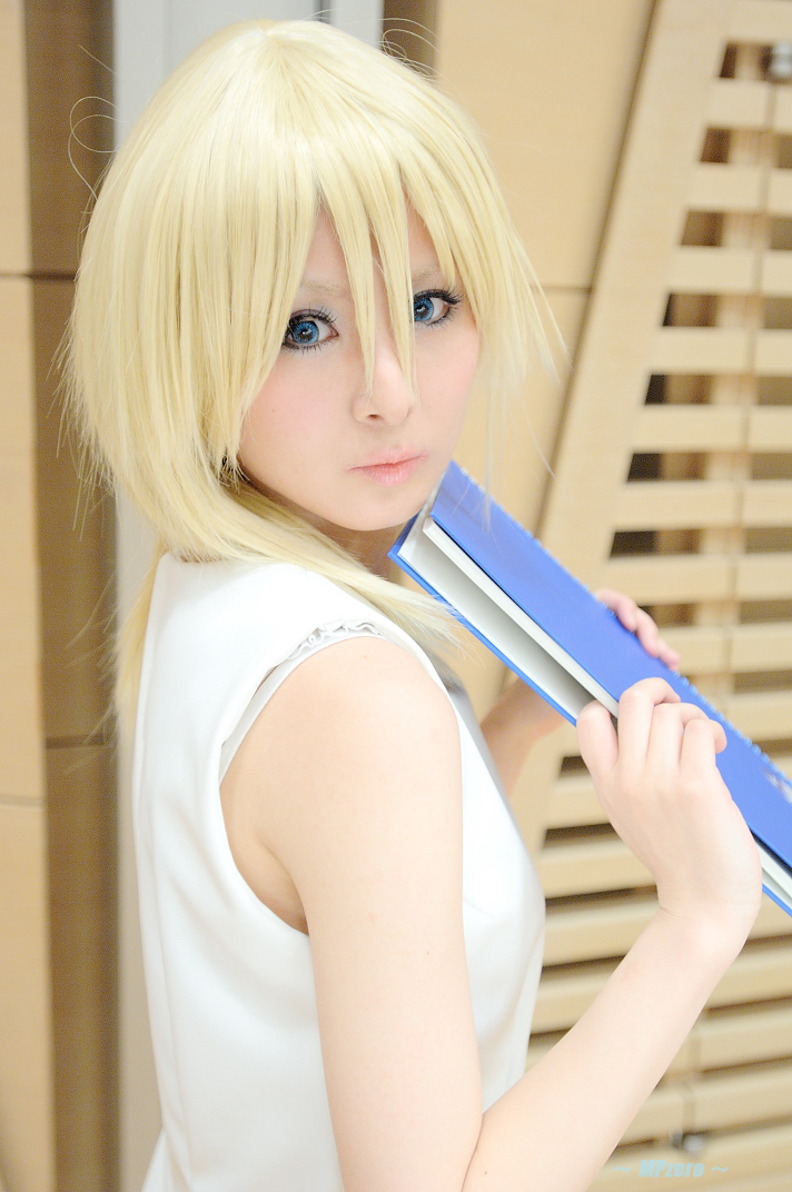 ayaka (cosplayer), namine, kingdom hearts, kingdom hearts ii, photo (medium), blonde hair, cosplay, dress, notebook