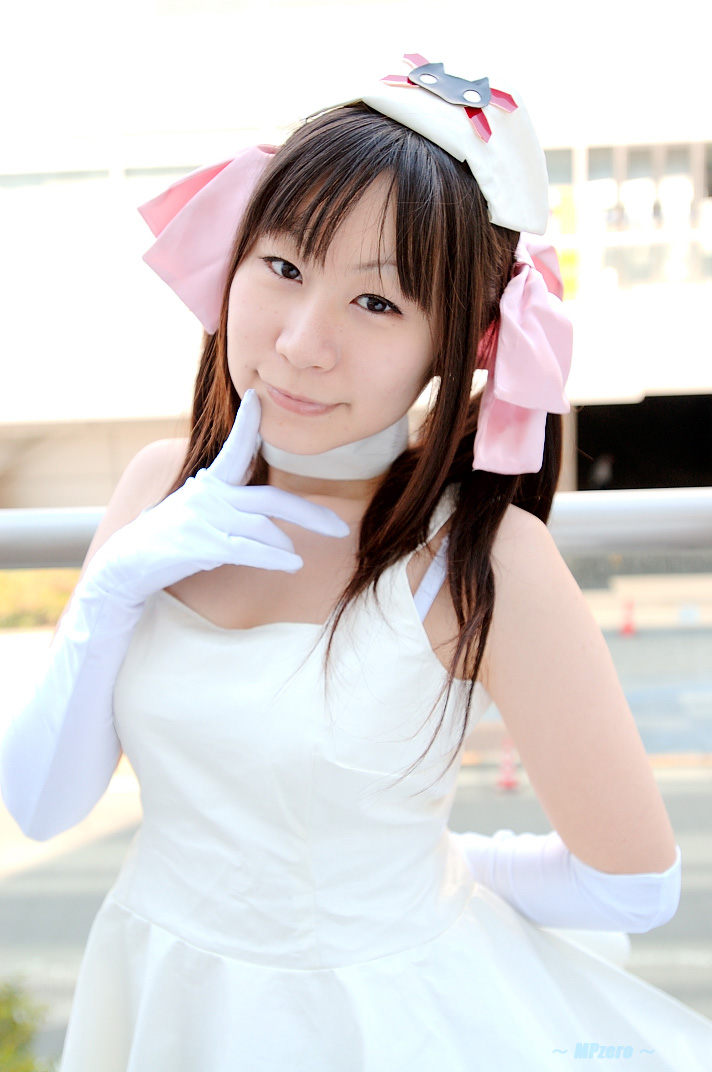 kirekawa saku (model), ruriko nasu, pure trance, photo (medium), 1girl, asian, bow, breasts, cosplay, elbow gloves, female focus, gloves, hair bow, long hair, looking at viewer, nurse, ruriko nasu (cosplay), small breasts, solo, twintails