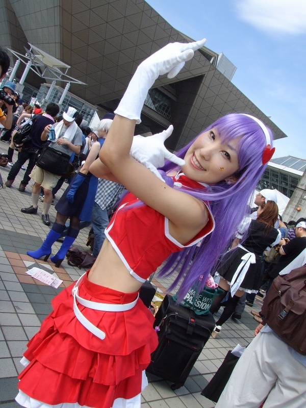 koucha remon, asamiya athena, snk, the king of fighters, the king of fighters 2003, photo (medium), boots, cosplay, frills, gloves, hairband, midriff, purple hair