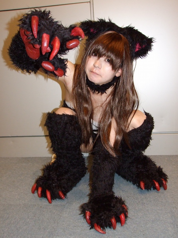 felicia (darkstalkers), hachisu, capcom, darkstalkers, fur, photo (medium), animal ears, animal hands, cat ears, claws, cosplay, kneehighs, socks