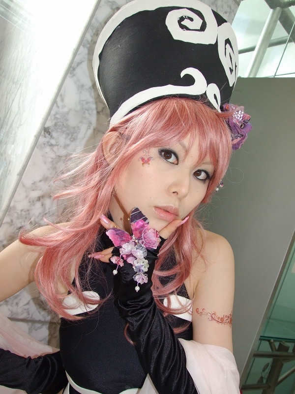 takizawa kazuya, dakki, houshin engi, photo (medium), cosplay, elbow gloves, fingerless gloves, gloves, pink hair, silly hat