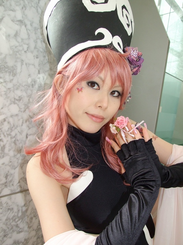 takizawa kazuya, dakki, houshin engi, photo (medium), cosplay, elbow gloves, fingerless gloves, gloves, pink hair, silly hat