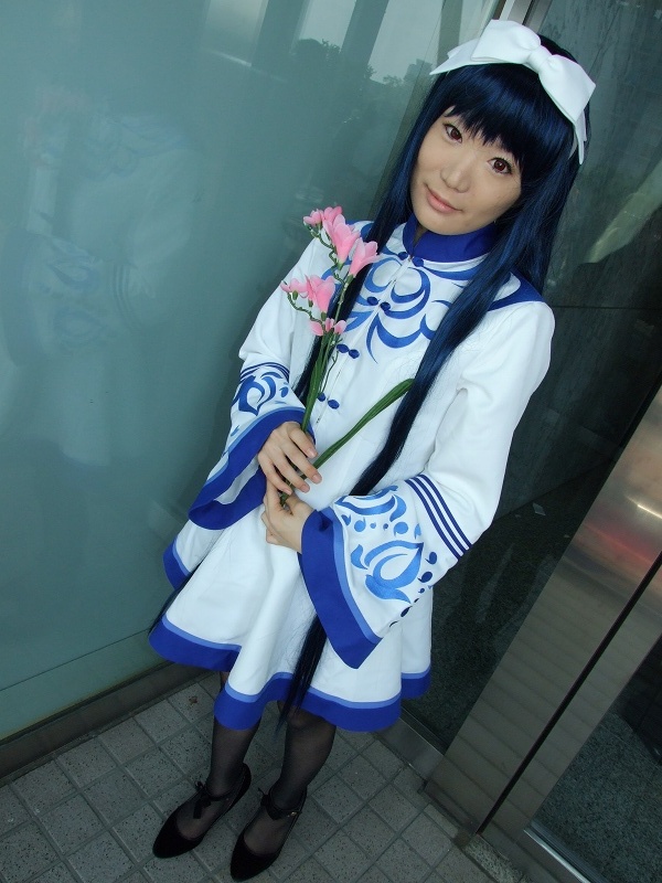 seiru, kawakabe momoka, touka gettan, photo (medium), bow, cosplay, dress, flower, hair bow