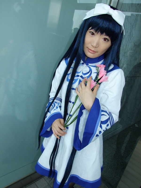 seiru, kawakabe momoka, touka gettan, photo (medium), bow, cosplay, dress, flower, hair bow