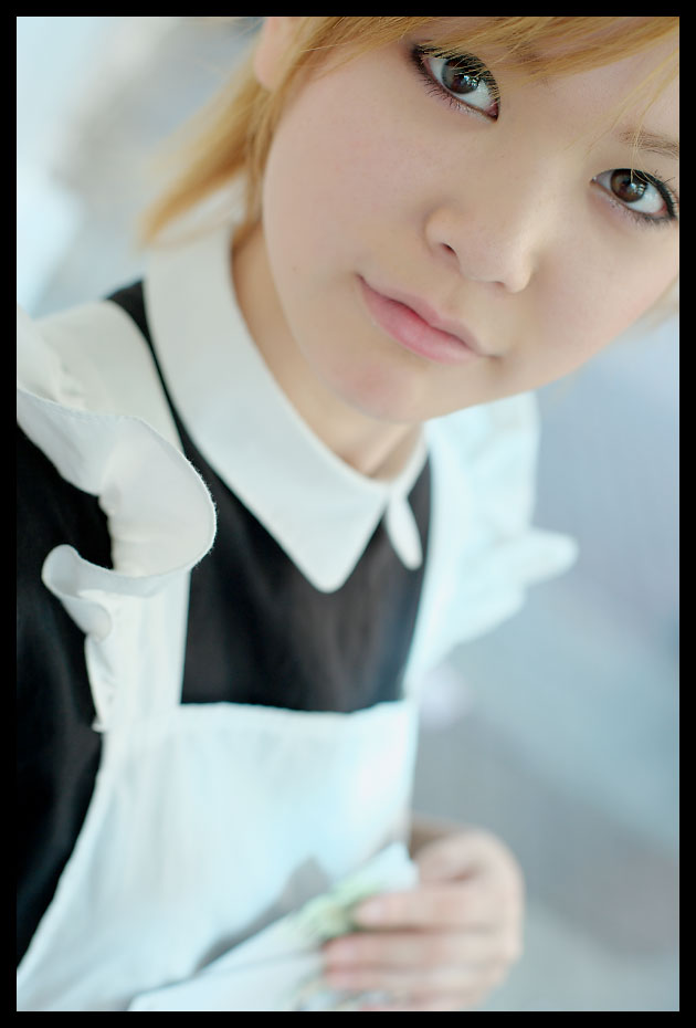 photo (medium), apron, blonde hair, cosplay, maid, maid apron, moesham girl