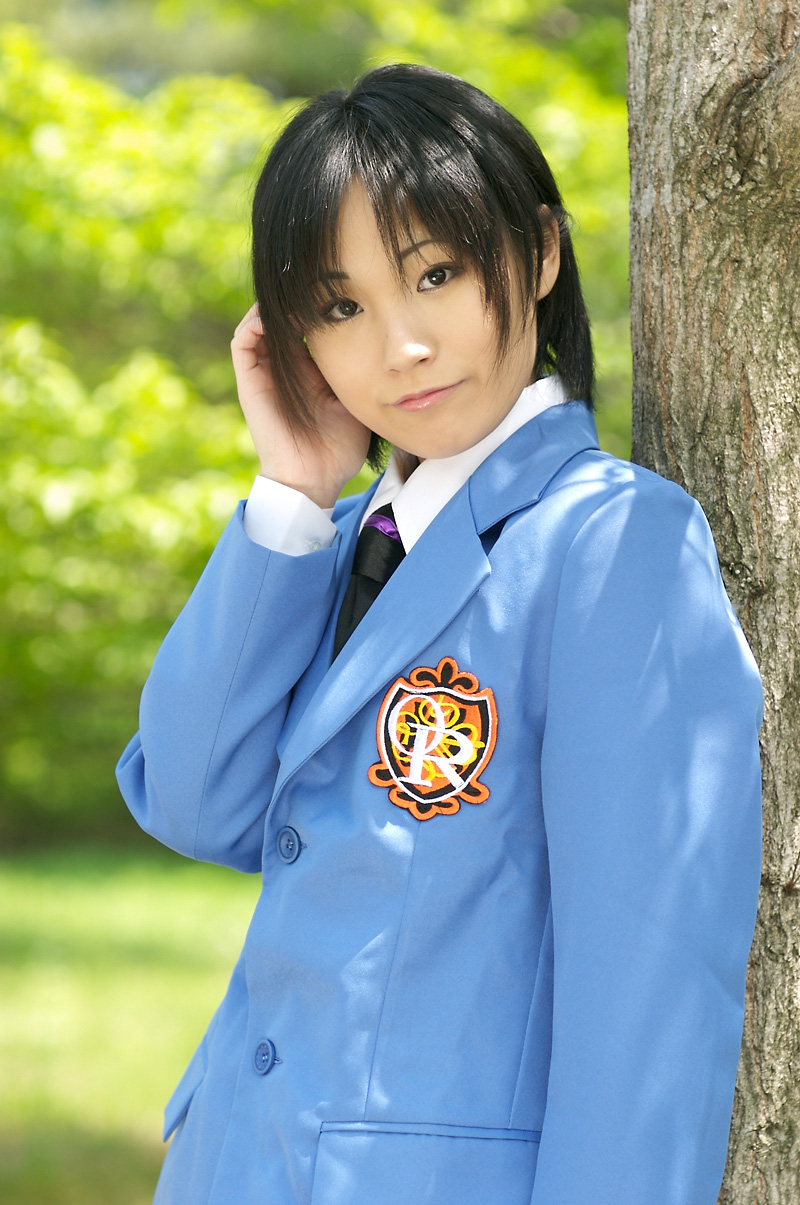 suzukaze yuuki, fujioka haruhi, ouran high school host club, highres, photo (medium), blazer, cosplay, school uniform
