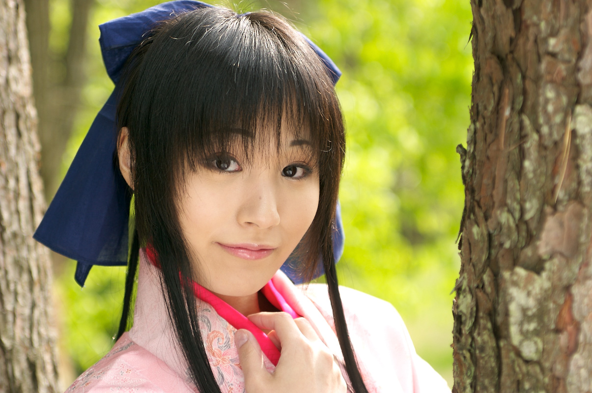 suzukaze yuuki, kamiya kaoru, rurouni kenshin, photo (medium), bow, cosplay, hair bow, japanese clothes, kimono