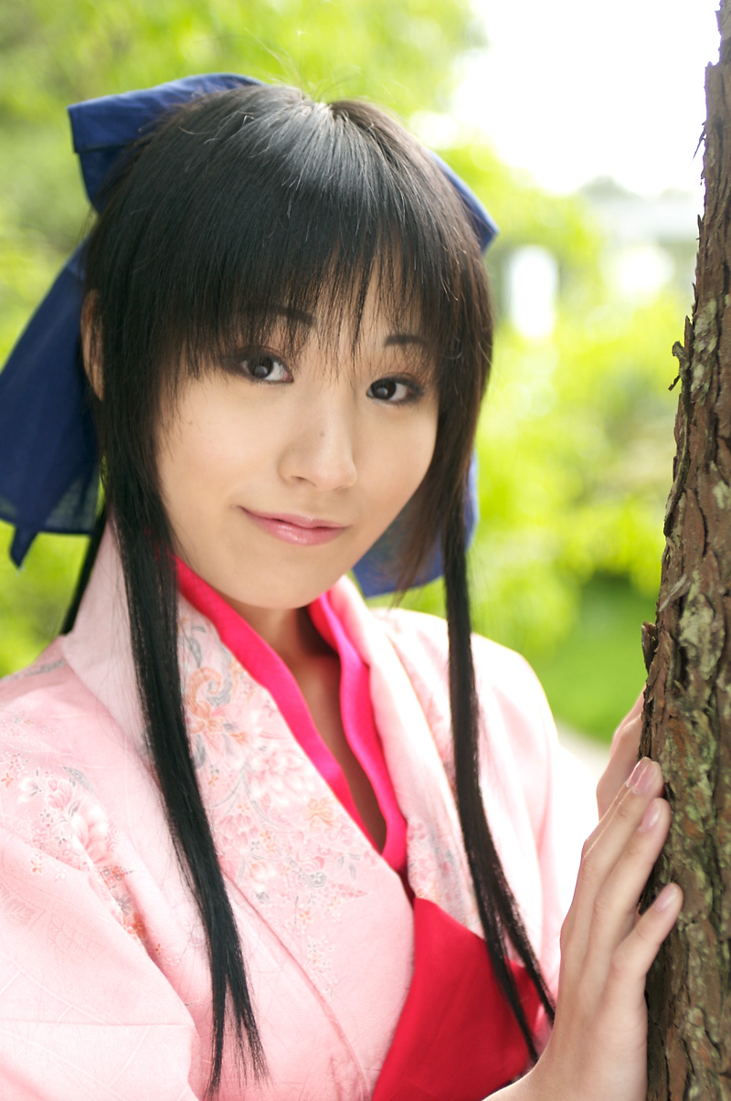 suzukaze yuuki, kamiya kaoru, rurouni kenshin, highres, photo (medium), bow, cosplay, hair bow, japanese clothes, kimono