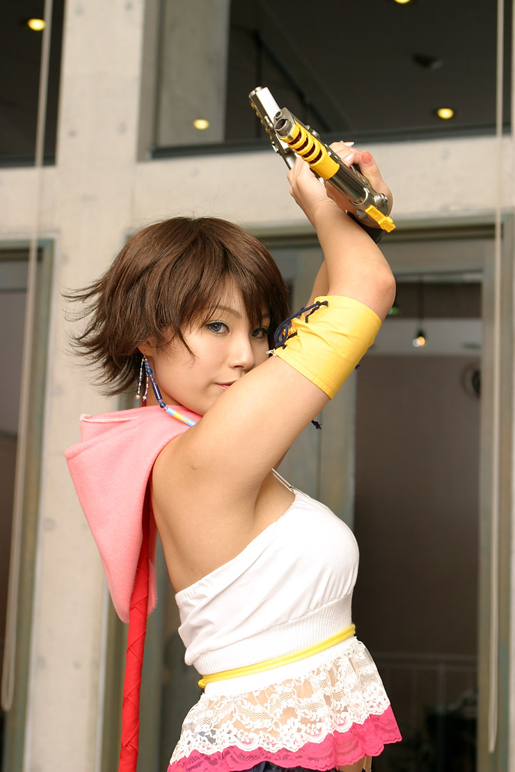 suzukaze yuuki, yuna, final fantasy, final fantasy x, final fantasy x-2, photo (medium), cosplay, gun, weapon
